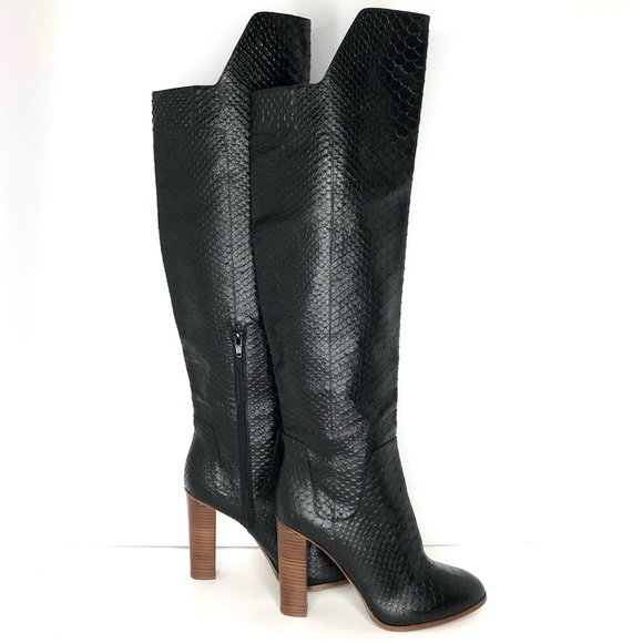 NEW VINCE Dempsey Python Print Leather Over-The-Knee Boots Women’s 9.5 Shoes - Picture 4 of 11